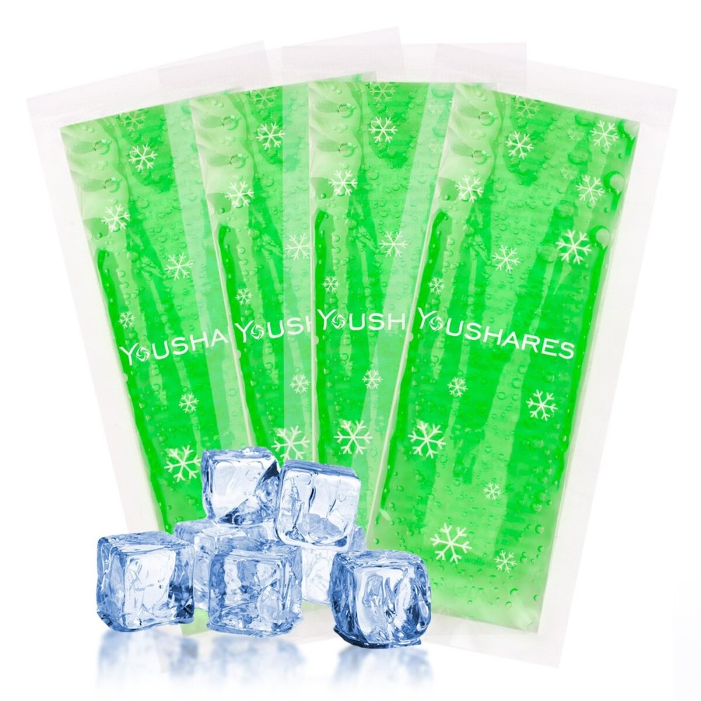 YOUSHARES TSA Approved Ice Packs for Insulin Cooler Travel Case - Reusable Small Freezer Packs for Medications, (4 Pcs, Green)