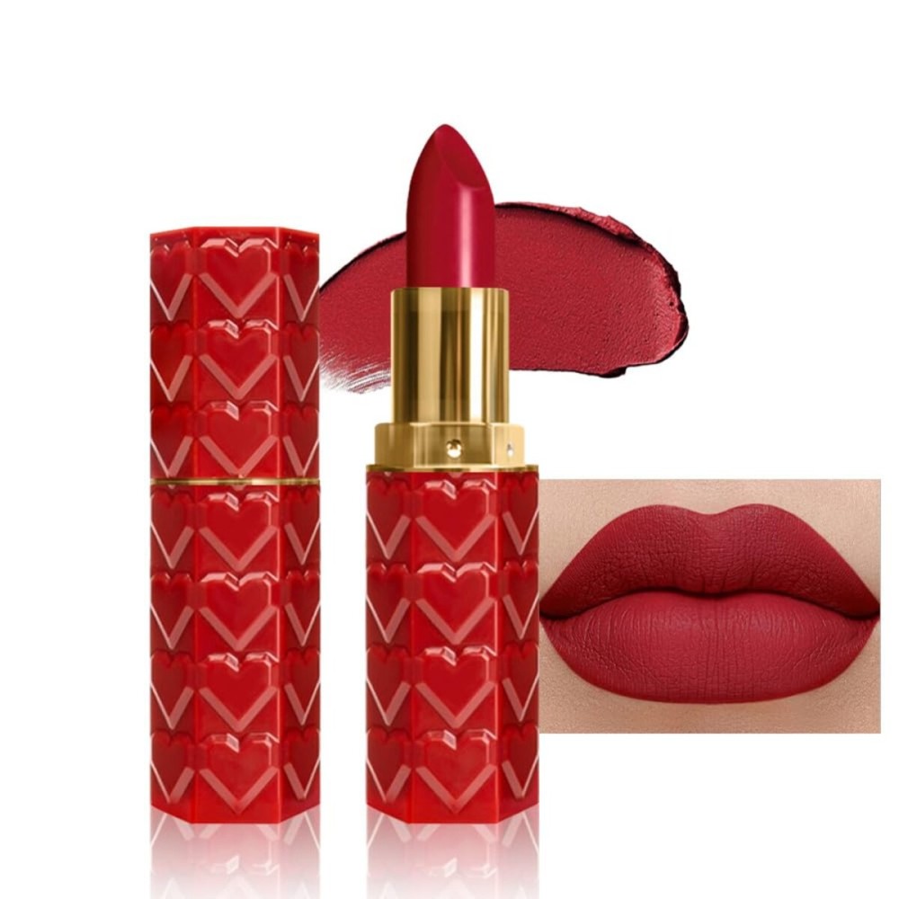 evpct 1Pcs Dark Red Lipstick, Silky Velvet Matte Lipstick Pack Sets for Women, Long Lasting Smudge Proof Lipstick Lip Stain Makeup Kit matte lipstick 24 hours original R03
