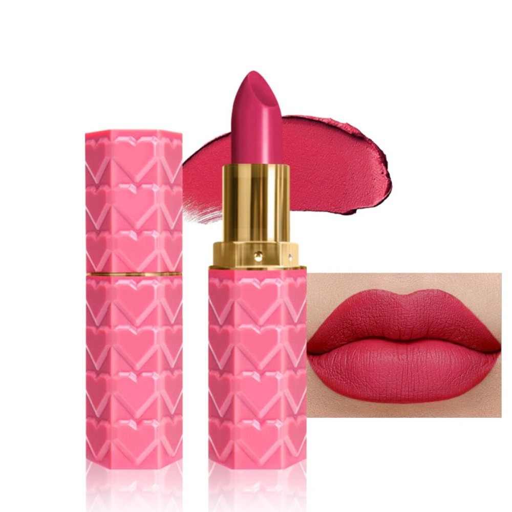 evpct 1Pcs Red Pink Lipstick, Silky Velvet Matte Lipstick Pack Sets for Women, Long Lasting Smudge Proof Lipstick Lip Stain Makeup Kit matte lipstick 24 hours original P04