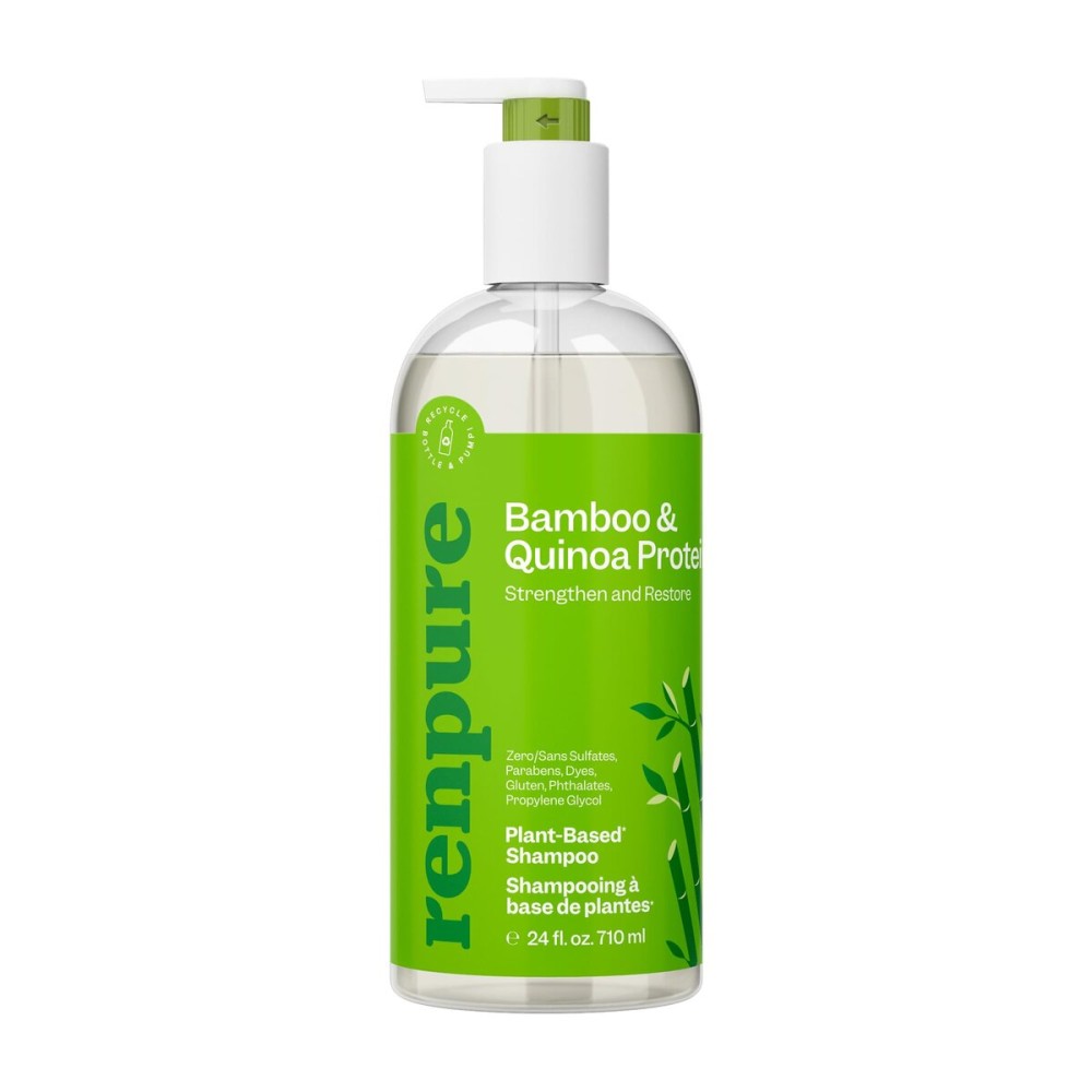 Renpure Bamboo & Quinoa Shampoo, Plant-Based - Restores, Hydrates & Strengthens For Healthier Hair - For Weak, Dull & Damaged Hair - Bamboo Extract & Quinoa Protein - 24 Fl Oz