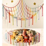 Stuffed Animal Hammock Corner Storage Net Cute Preppy Trendy Stuff Gifts for Teen Girls Baby Room Living Room House Wall Nursery Decor Rainbow Color Colorful Unicorn Hanging Organizers Organization