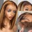 Skouty Highlight Ombre Bob Wig Human Hair 13x4 Lace Front Wigs 4/27 Honey Blonde Glueless Wigs Human Hair Pre Plucked with Baby Hair 180 Density 12A Short Bob Wigs for Women 16 Inch