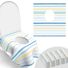 Toilet Seat Covers Disposable, Large Waterproof Potty Covers for Toddlers, Kids, and Adults, Toddler Potty Training for Public Restroom, Airplane, Trip, Individually Wrapped for Travel (Wave)