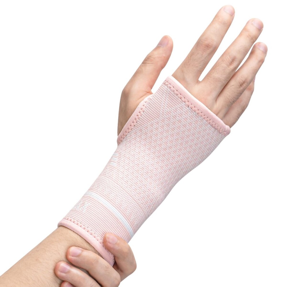 INDEEMAX Copper Wrist Compression Sleeve 1 Pair, Comfortable Hand Brace Support for Arthritis, Tendonitis, Sprains, Workout, Carpal Tunnel - Left & Right - Women and Men (Pink, M)
