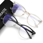 AOMASTE Blue Light Blocking Glasses Vintage Half Frame UV Clear Lens Anti Eyestrain Computer Gaming Glasses for Women Men(P56)