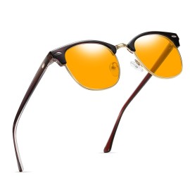 AOMASTE Blue Light Blocking Glasses Vintage Half Frame UV Clear Lens Anti Eyestrain Computer Gaming Glasses for Women Men(P51)