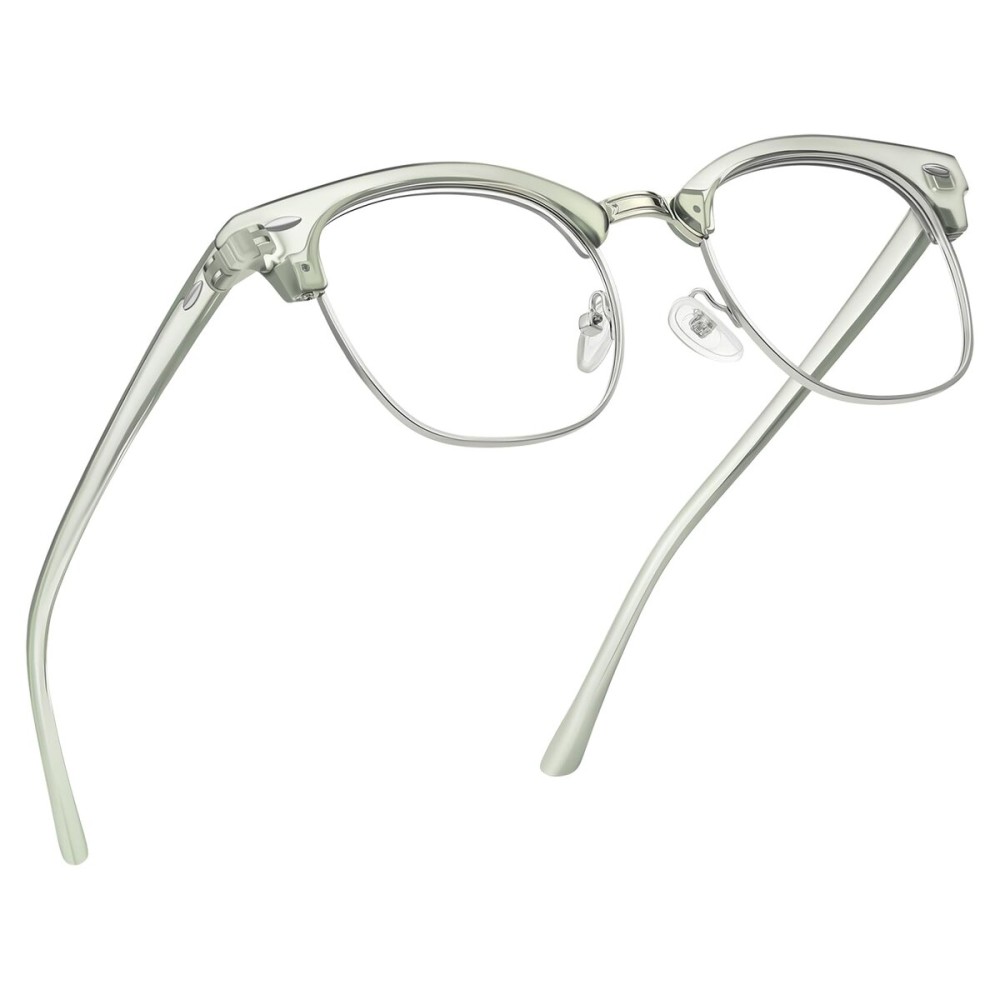 AOMASTE Blue Light Blocking Glasses Vintage Half Frame UV Clear Lens Anti Eyestrain Computer Gaming Glasses for Women Men(P48)