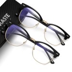 AOMASTE Blue Light Blocking Glasses Vintage Half Frame UV Clear Lens Anti Eyestrain Computer Gaming Glasses for Women Men(P63)