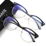 AOMASTE Blue Light Blocking Glasses Vintage Half Frame UV Clear Lens Anti Eyestrain Computer Gaming Glasses for Women Men(P60)