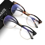 AOMASTE Blue Light Blocking Glasses Vintage Half Frame UV Clear Lens Anti Eyestrain Computer Gaming Glasses for Women Men(P62)