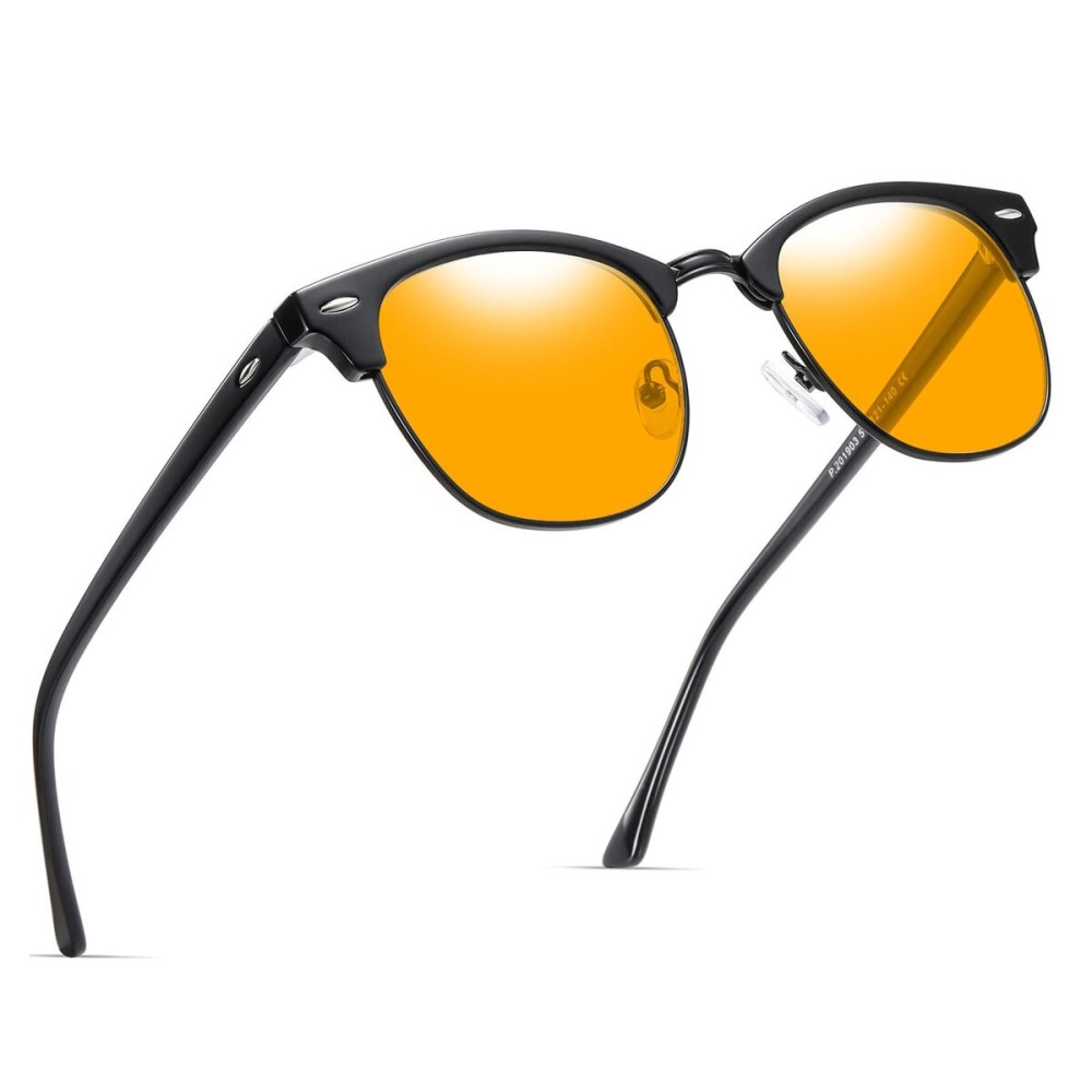 AOMASTE Blue Light Blocking Glasses Vintage Half Frame UV Clear Lens Anti Eyestrain Computer Gaming Glasses for Women Men(P52)