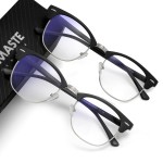 AOMASTE Blue Light Blocking Glasses Vintage Half Frame UV Clear Lens Anti Eyestrain Computer Gaming Glasses for Women Men(P58)