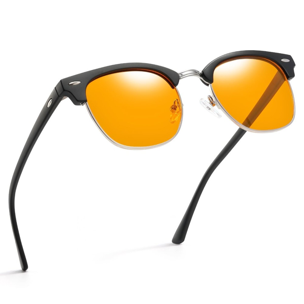 AOMASTE Blue Light Blocking Glasses Vintage Half Frame UV Clear Lens Anti Eyestrain Computer Gaming Glasses for Women Men(P50)