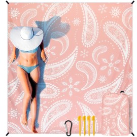 HIHOHO Beach Blanket Waterproof Sandproof Extra Large Beach Mat 79 X 83/120x108for 1-8 Adults Quick Drying Durable Outdoor Picnic Mat for Beach Travel Camping Hiking