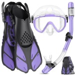 Ubekezele Snorkeling Gear for Adults Men Women,4 in 1 Snorkel Set with Panoramic View Diving Mask Anti-Fog Anti-Leak,Dry Top Snorkel,Fins and Travel Bag for Swimming,Snorkeling and Travel Diving