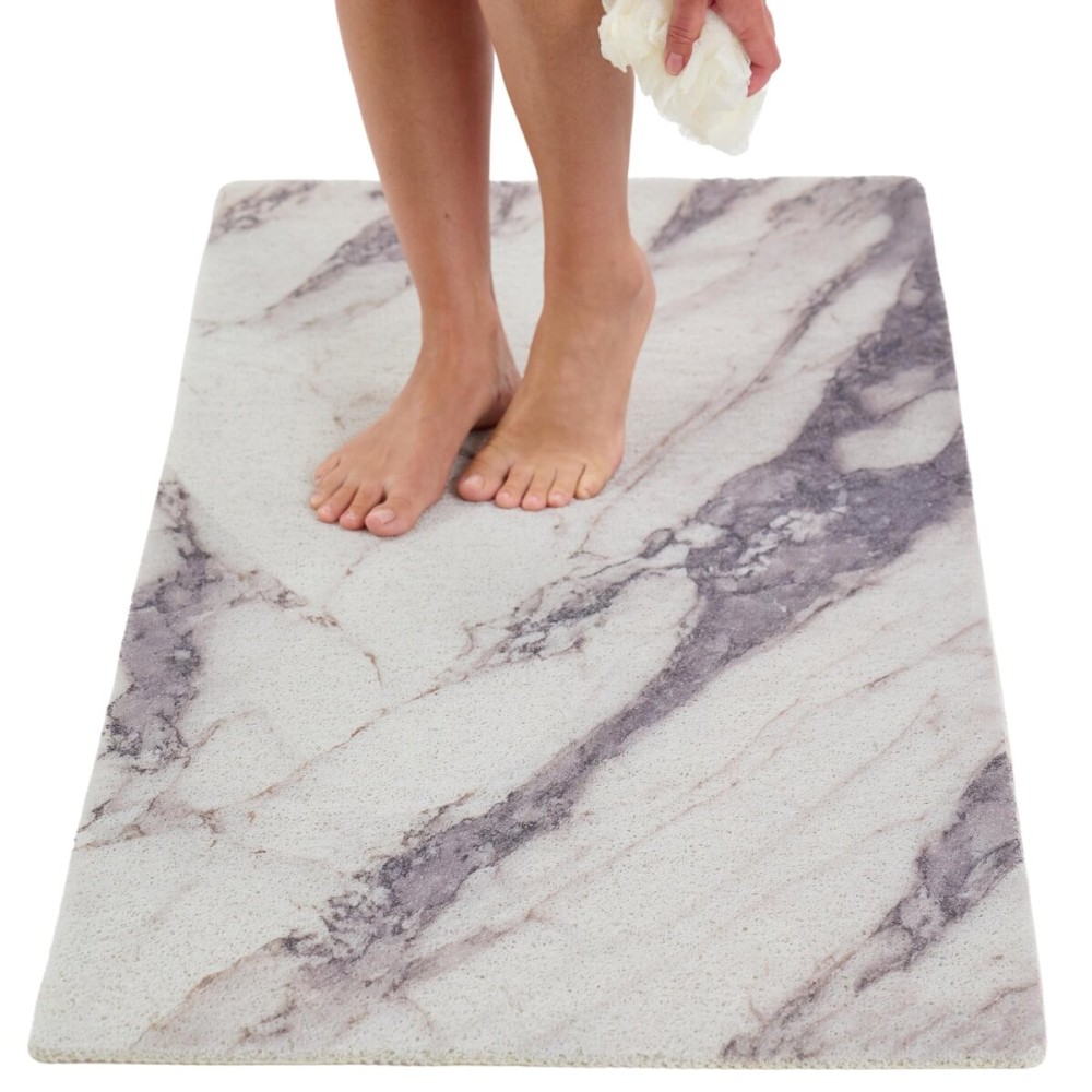 Anti Slip Shower Mat - Non Slip Shower Mats for Inside Shower - Large 47x24 Loofah Shower Floor Mat Non Slip - Bath Mat for Shower - Secure Mat Without Suction Cups (47x24 Marble Grey)