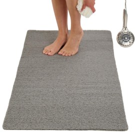 Anti Slip Shower Mat - Non Slip Shower Mats for Inside Shower - Large 47x24 Loofah Shower Floor Mat Non Slip - Bath Mat for Shower - Secure Mat Without Suction Cups (47x24 Gray)