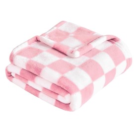 Yurhap Checkered Baby Blanket for Girls Pink Fleece Baby Blankets for Girls Boys, Warmer Comfort Lightweight Bed Blanket for Toddlers Infants or Newborn, 30\'\'x40\'\', Pink