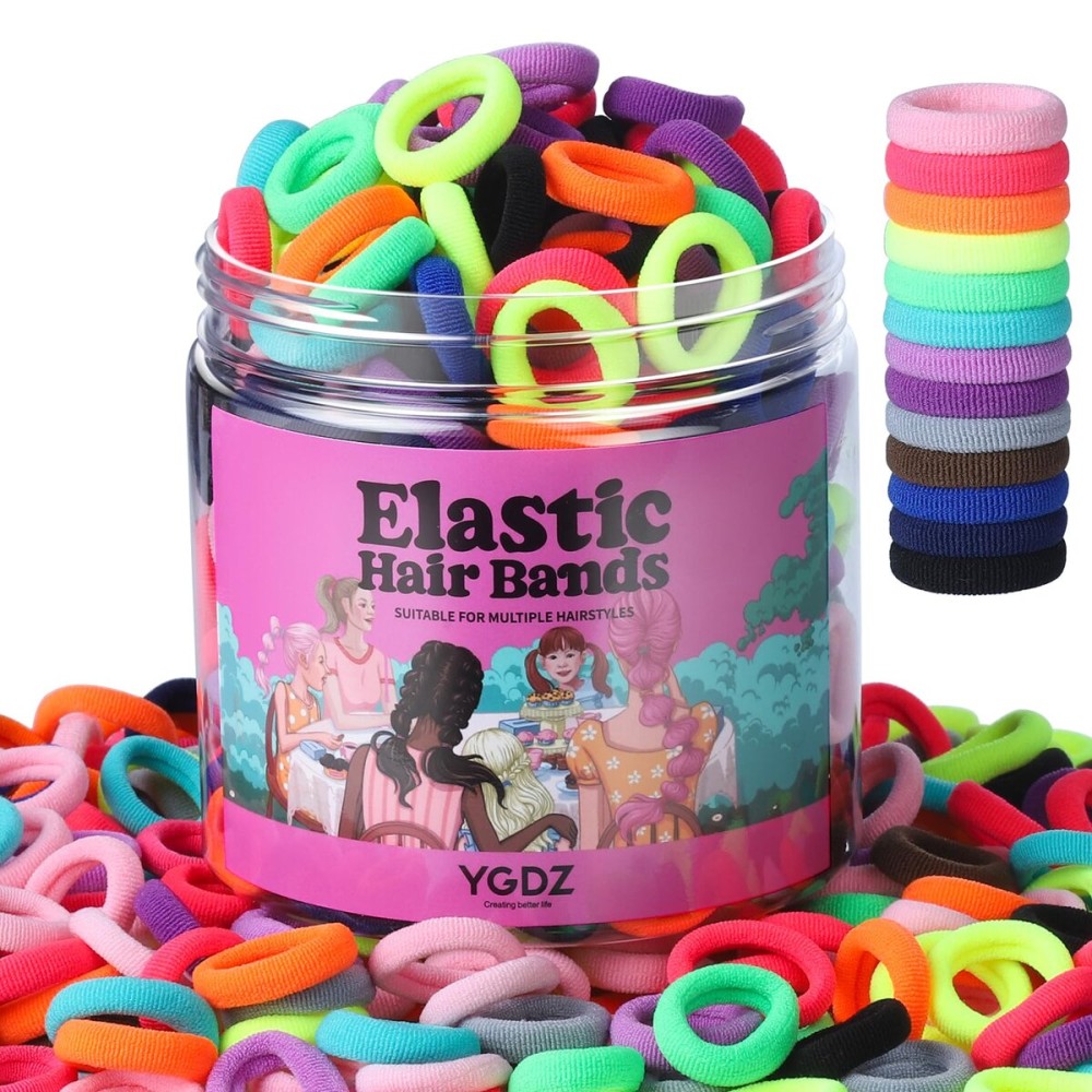 YGDZ Cotton Mini Hair Ties and Ponytail Holders Set for Toddlers and Kids: 300PCS Seamless Elastic Multicolor Bands, Hair Accessories for Little Girls