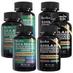 Boysea.Shilajit and Sea Moss Bundle- 90 Count - Sea Moss, Black Seed Oil, Ashwagandha, Ginger & Shilajit, Rhodiola Rosea, All in 1 Supplements (3 Pc)