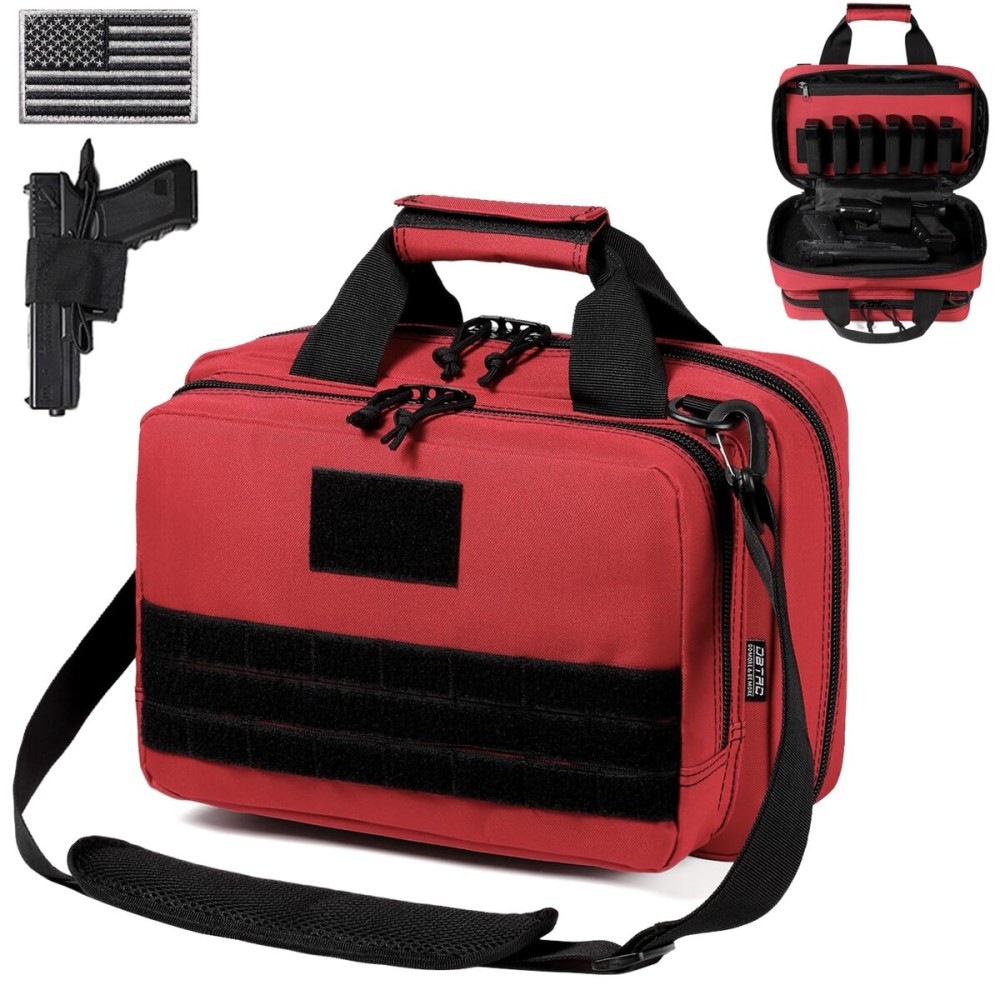DBTAC Gun Range Bag XS | Tactical 1~2 Pistol Bag Firearm Shooting Case with Lockable Zipper for Women Ladies (Red)