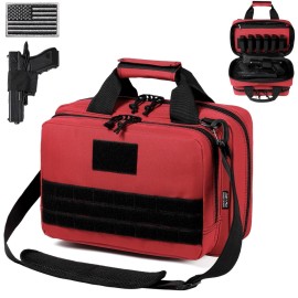 DBTAC Gun Range Bag XS | Tactical 1~2 Pistol Bag Firearm Shooting Case with Lockable Zipper for Women Ladies (Red)