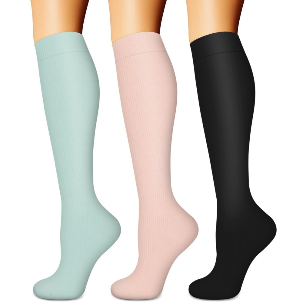 Compression Socks for Women & Men (3 pairs) - Best Support for Nurses, Running, Hiking, Recovery & Flight Socks
