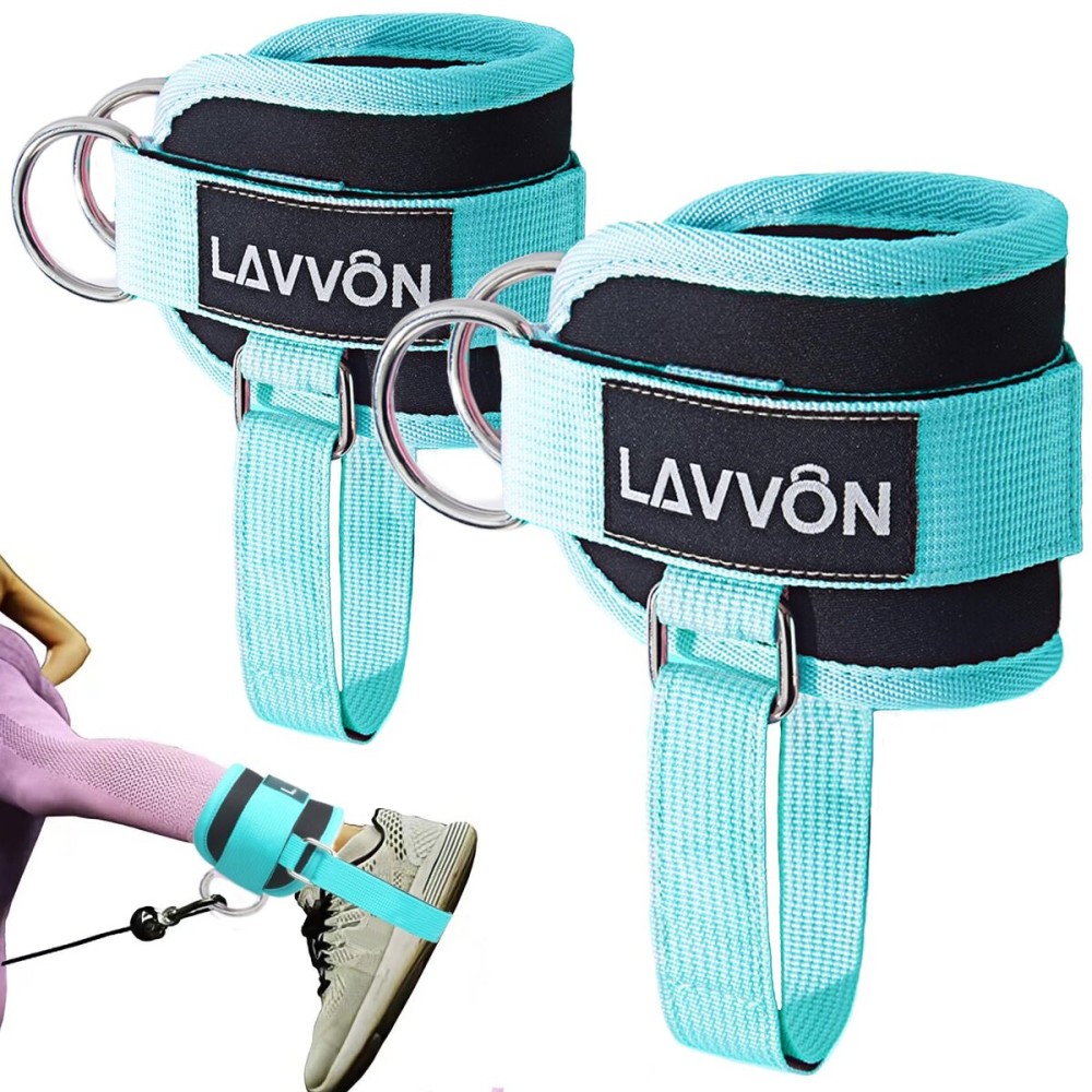 LAVVON Ankle Straps for Cable Machines Kickbacks - Adjustable Comfort Ankle Cable Attachments for Gym Ankle Cuff Cable Machine Glute Kickback Straps - Leg Extensions, Curls & Ankle Cuffs Women