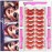 Color Magnetic Eyelashes Colored Eyelashes for Halloween Party Cosplay Makeup Kit,10 Pairs Magnetic Cat Eye Lashes with Eyeliner, Full Volume Red Look 18-23MM Fake Eyelash Cruelty-Free
