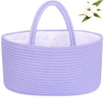 ABenkle Diaper Caddy Organizer, Boho Rustic Cotton Rope Nursery Baby Basket, Changing Table Organizer for Baby Diaper Storage and Baby Shower