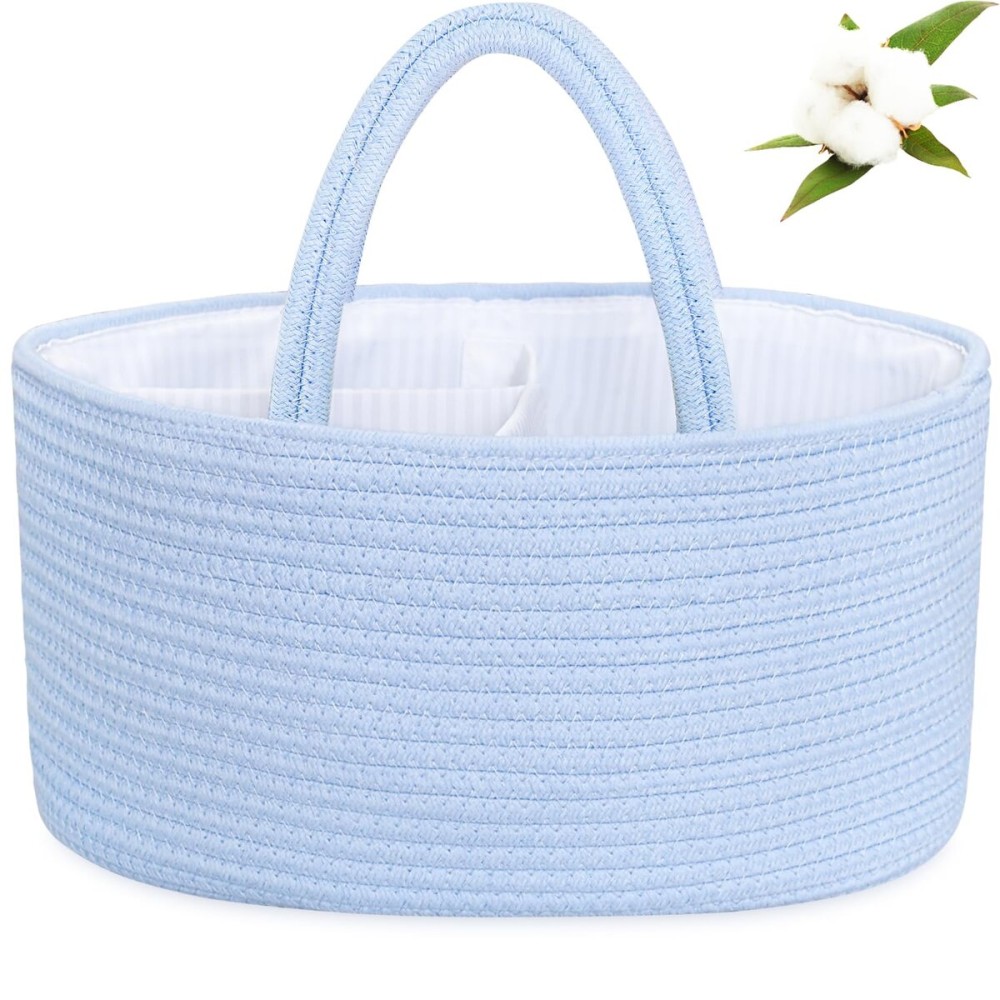 ABenkle Diaper Caddy Organizer, Boho Rustic Cotton Rope Nursery Baby Basket, Changing Table Organizer for Baby Diaper Storage and Baby Shower