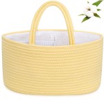 ABenkle Diaper Caddy Organizer, Boho Rustic Cotton Rope Nursery Baby Basket, Changing Table Organizer for Baby Diaper Storage and Baby Shower