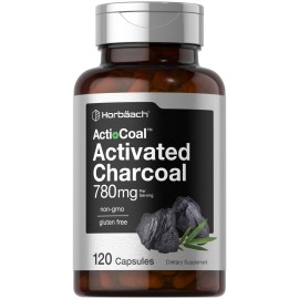 Horbach Charcoal Pills 780mg | 120 Capsules | Activated Charcoal from Coconut Shells | Non-GMO and Gluten Free | Acti-Coal