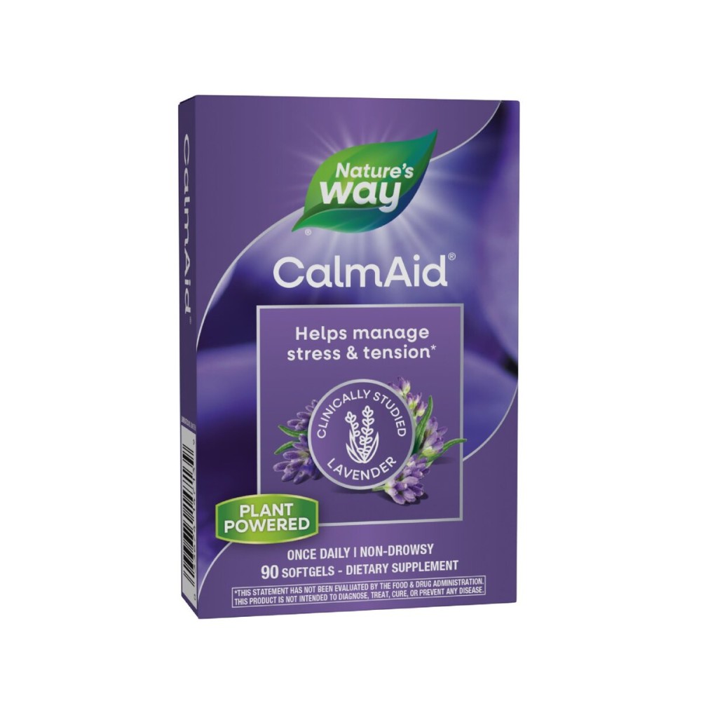 Nature\'s Way CalmAid, Helps Manage Stress and Tension*, Clinically Studied Lavender, Non-Drowsy, 90 Softgels