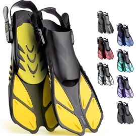 CAPAS Snorkel Fins, Swim Fins Travel Size Short Adjustable for Snorkeling Diving Adult Men Women Kids Open Heel Swimming Flippers