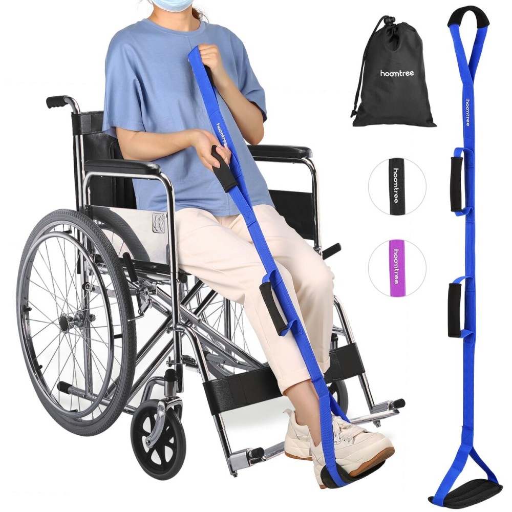 43 Inches Long Leg Lifter Strap with Padded Handgrips and Foot Loop,Rigid Leg Lifter Hip&Knee Replacement Surgery Recovery Kit,Foot Lifter Easily Get in and Out of Bed,Car,Wheelchair