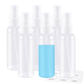 ZEJIA Small Spray Bottles 2OZ, Plastic Travel Spray Bottle, Refillable Mini Spray Bottle for Face, Liquids, Perfume, with Labels (6 Pack)