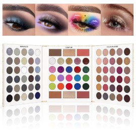 UCANBE Eyeshadow Makeup Palette 86 Colors, Matte Black Grey Silver Smokey Goth Eye Shadows+Chunky Pressed Glitters+Bright Colorful Neon Shades+Rosy Rusty Neutrals for Every Day & Halloween Make Up