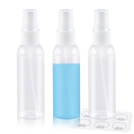 ZEJIA Small Spray Bottles 2OZ, Plastic Travel Spray Bottle, Refillable Mini Spray Bottle for Face, Liquids, Perfume, with Labels (3 Pack)