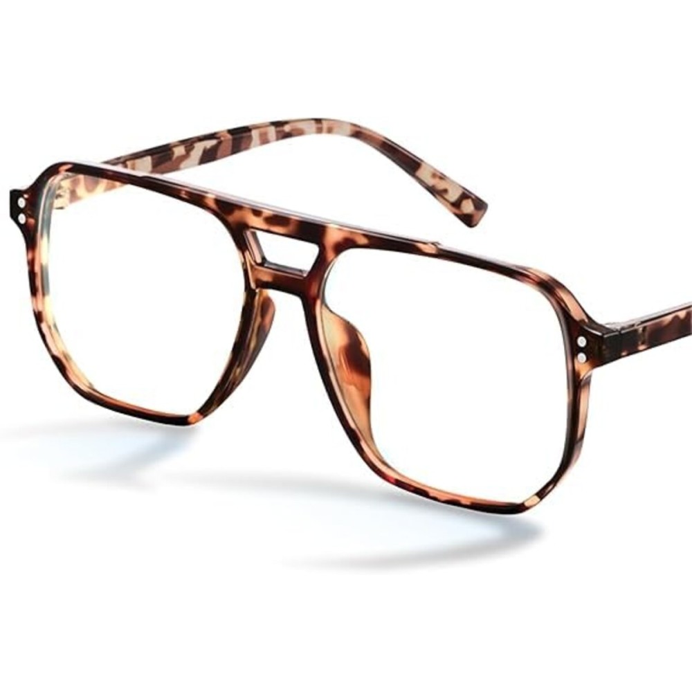 livho Vintage Aviator Blue Light Blocking Glasses, Fashion Oversized Frames with UV Protection Coating, Unisex Design