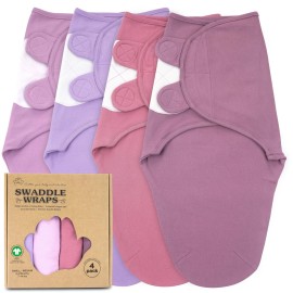Bublo Baby Swaddles for Newborns - 4-Pack Infant Swaddles 0-3 Months - Adjustable Swaddle Sleep Sack with Zipper - Soft Organic Cotton Baby Wrap for Safe & Cozy Sleep