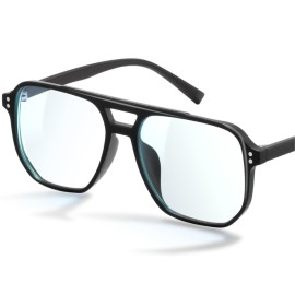 livho Vintage Aviator Blue Light Blocking Glasses, Fashion Oversized Frames with UV Protection Coating, Unisex Design