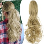 Mitrygreen Claw Clip Ponytail Extension 18 Clip in Wavy Ponytail Hair Extensions Long Pony Tails for Women Extensions Ash Blonde Wave Hairpiece