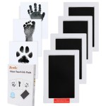Zemiu Baby Handprint and Footprint Large Size Kit,4 Baby Handprint Ink Pads with Clean-Touch & 12 Imprint Cards,Inkless Print Kit Safe Non-Toxic for Baby Feet and Hands, Family Keepsake, Pet Paw-Black