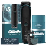 Gillette Intimate Mens Pubic Hair Trimmer, SkinFirst Pubic Hair Trimmer for Men, Waterproof, with Anti Chafe Stick