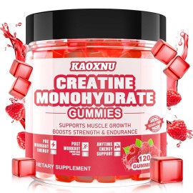 Creatine Monohydrate Gummies for Men & Women 120 CT - 5000mg of Creatine Monohydrate per Serving - Sugar Free Chewable Creatine for Muscle Strength, Muscle Builder, Energy Boost (Raspberry Flavor)