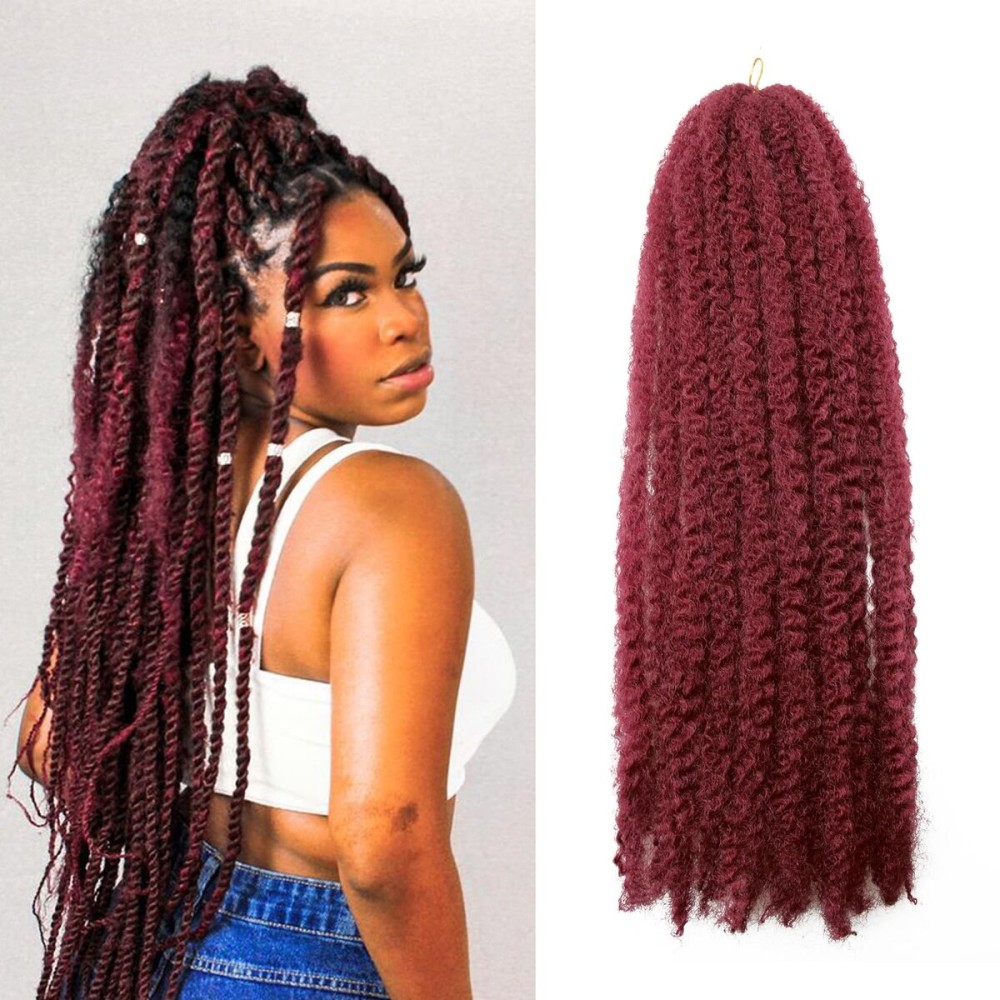 8 Packs Marley Twist Braiding Hair 24 Inches MarleyTwist Hair Red Cuban Twist Hair Marley Afro Kinky Curly Twist Faux Locs Crochet Hair Synthetic Marley Hair Extensions