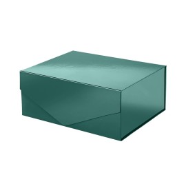PACKHOME Christmas Gift Box 9x6.5x3.8 Inches, Rectangle Collapsible Box with Magnetic Lid for Xmas Gift Packaging (Glossy Dark Green)