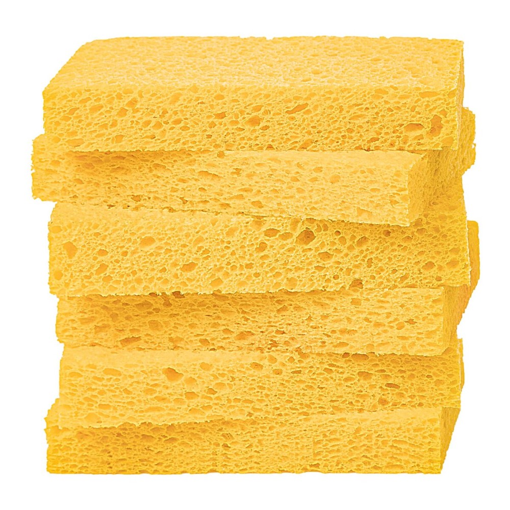 Cellulose Sponges,Heavy Duty Scrub Kitchen Sponge,Clean Tough Messes Without Scratching Sponges Kitchen,Pop Up Eco Sponges DIY Orange (6 Pack)