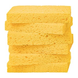 Cellulose Sponges,Heavy Duty Scrub Kitchen Sponge,Clean Tough Messes Without Scratching Sponges Kitchen,Pop Up Eco Sponges DIY Orange (6 Pack)